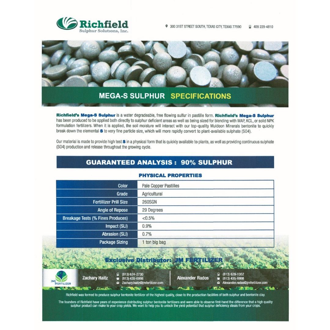 50# 0-0-0-90 SULFUR -SOIL COND